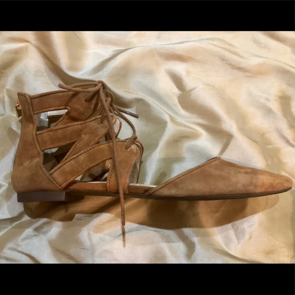 Jessica Simpson ankle tie flats in brown - Picture 2 of 5